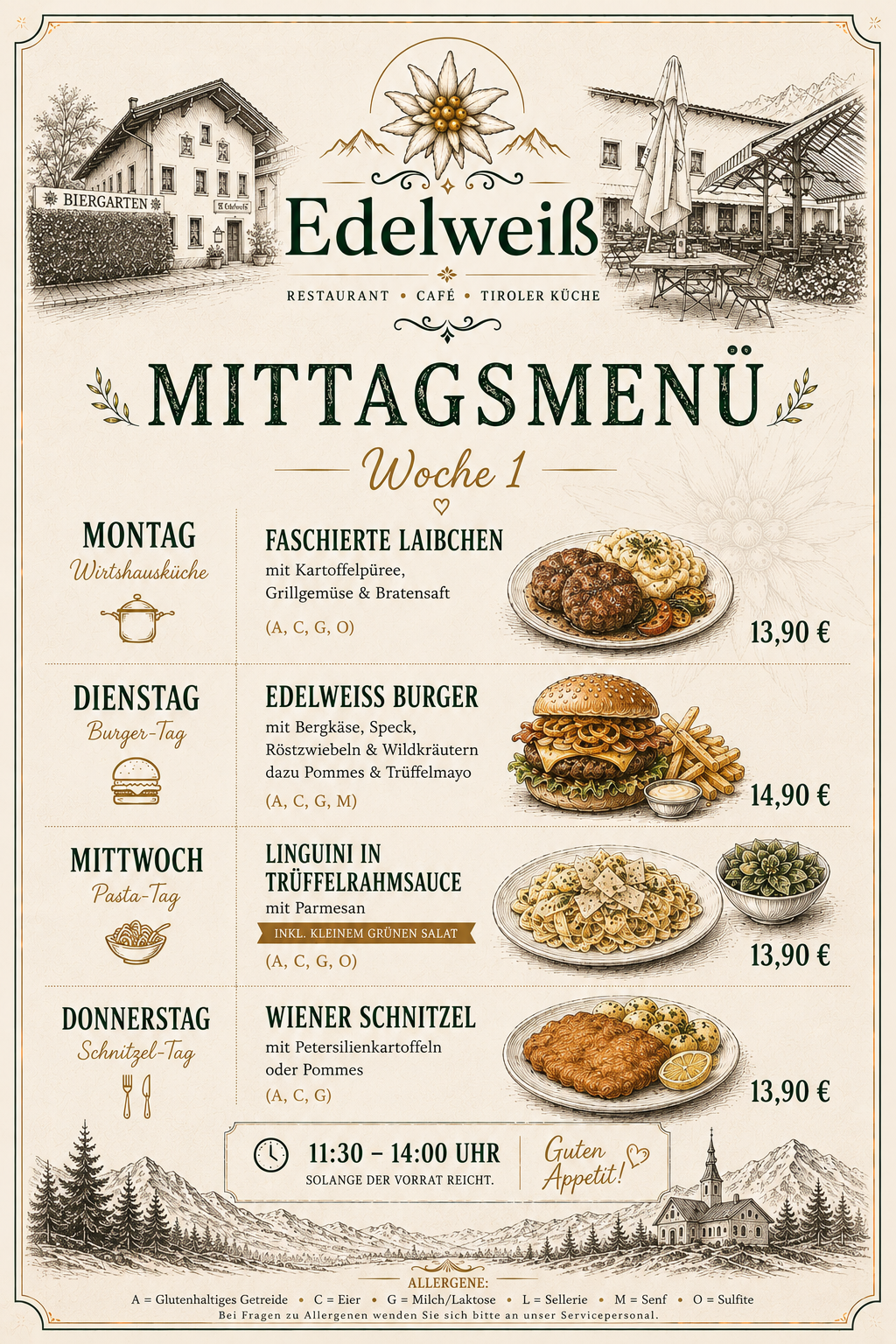 Mittagsmenü Woche 1